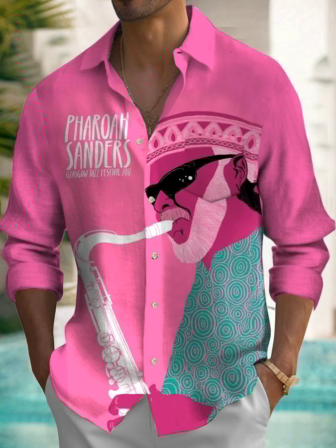 Men's Musical Long Sleeve Pocket Shirt