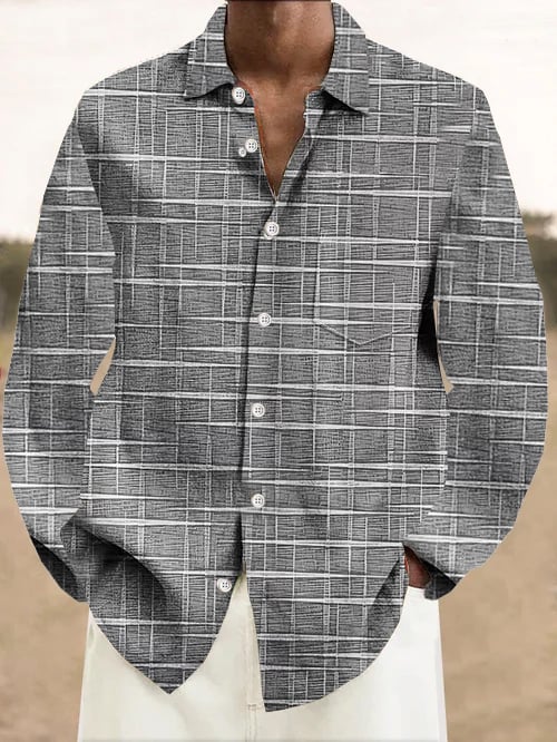 Men's Striped Vintage Long Sleeve Shirt