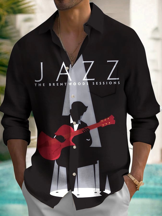 Men's Musical Long Sleeve Pocket Shirt