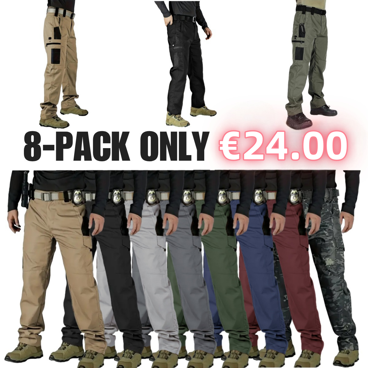 Men's 8-Pack 10-Pocket Heavy Duty Work Pants