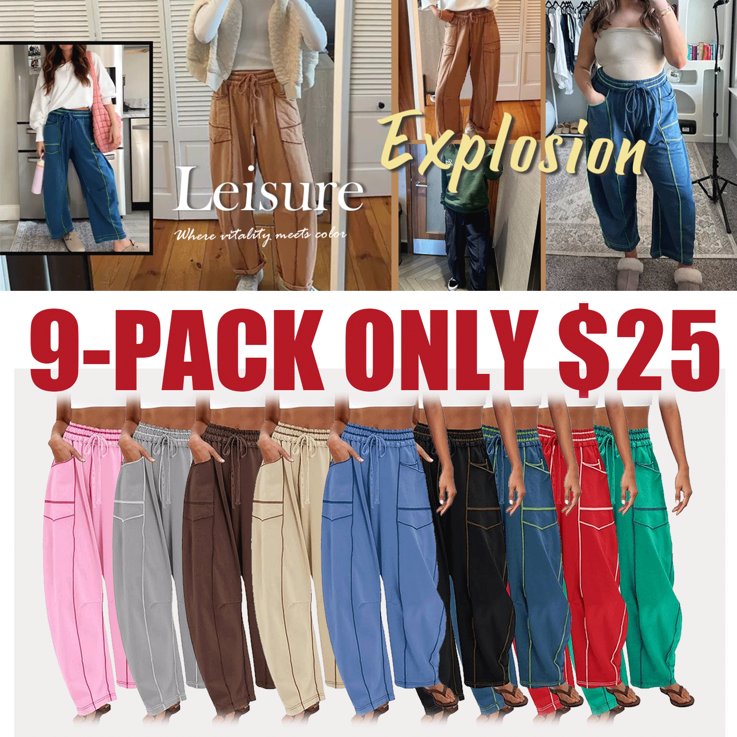 Womens Barrel Sweatpants High Waisted Wide Leg Pants