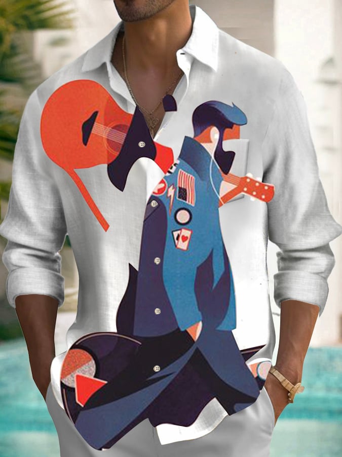 Men's Musical Long Sleeve Pocket Shirt